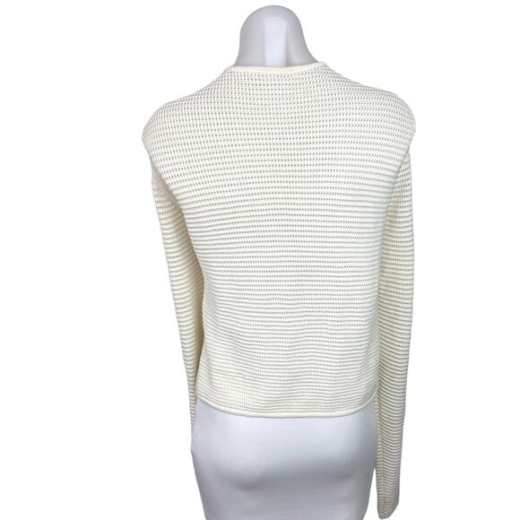 Frame White Open Knit Crochet Tie Front Long Sleeve Cardigan Sweater Top Size XL - Picture 2 of 5